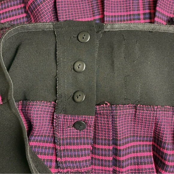 Vintage Morbid Threads Black Pink Purple Plaid Pleated Lace Mini Skirt Medium - Picture 7 of 9